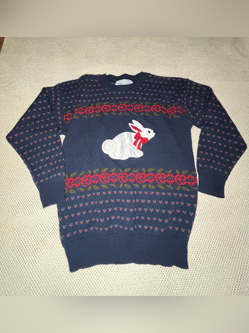 Vintage 90s Y2K Women's Bunny Rabbit Sweater Quirky Grandma CottageCore Size
S/M